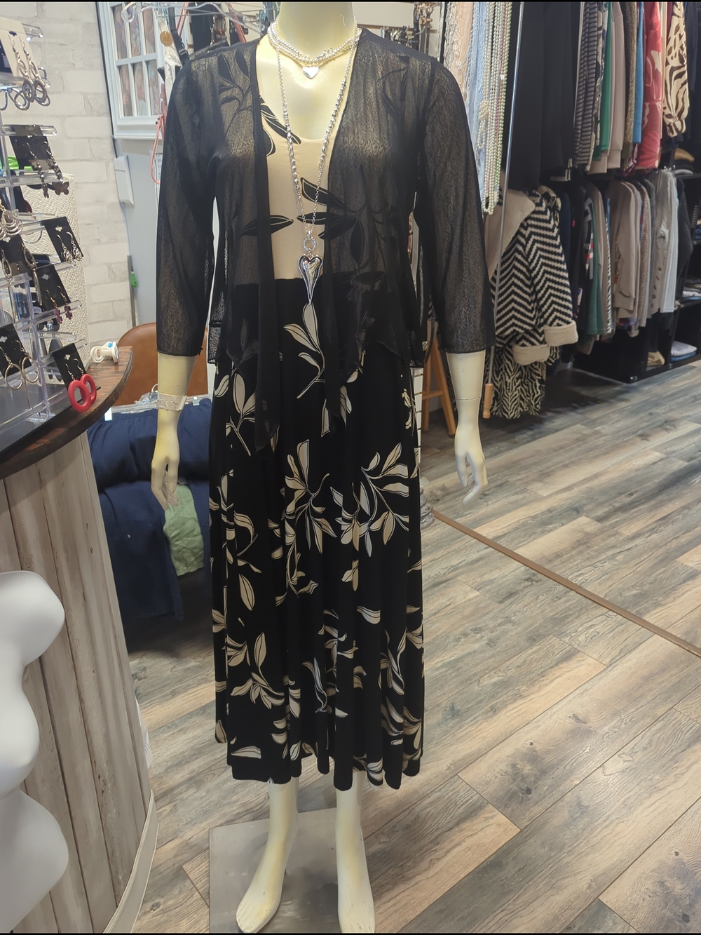 Tribal Black and Beige Floral Maxi Dress - Picture 2 of 2